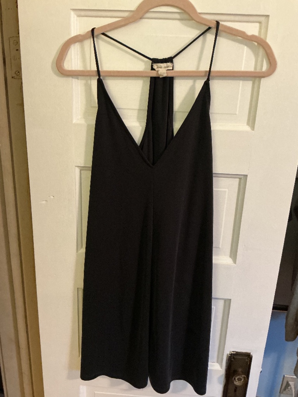 Silence + Noise Navy Deep V Strappy Back Midi Dress